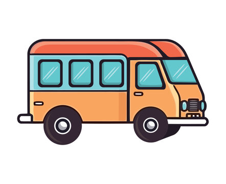 Modern yellow bus flat icon
