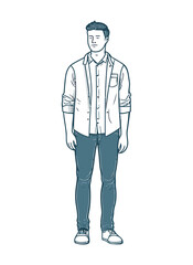 Modern businessman standing in casual clothing success