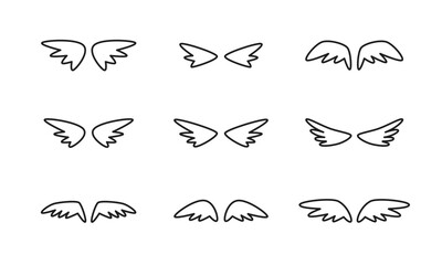 翼のイラストセット/羽/鳥/天使/アイコン/ベクター/要素 - obrazy, fototapety, plakaty