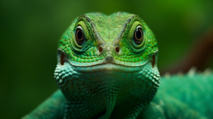 Fototapeta premium nature iguana reptile animal scale green close-up portrait lizard wildlife. Generative AI.