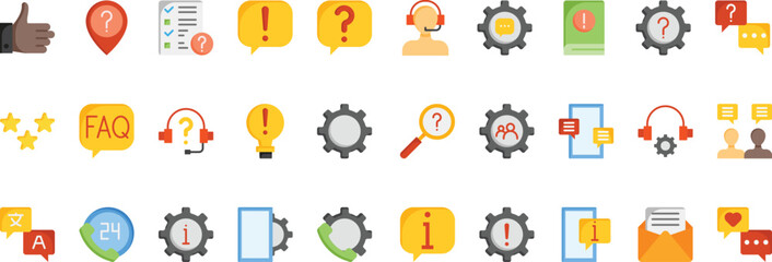Tech Support icon set with flat style simple, use 64 x 64 px, icon simple for your design