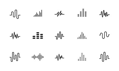 音波のアイコンセット/音声/振動/録音/周波数/イラスト/ベクター/要素