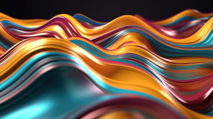 Obraz premium Abstract colorful wave metal wallpaper. AI generation