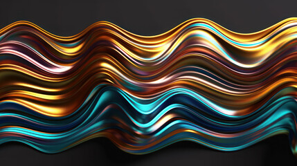 Abstract colorful wave metal wallpaper.  AI generation