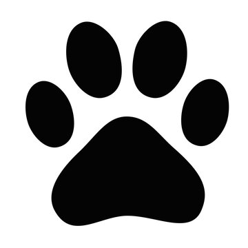 PrintISOLATED PUPPY DOG PAW FOOTPRINT, SILHOUETTE IN BLACK COLOR