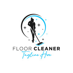 woman logo cleaning ceramic floor