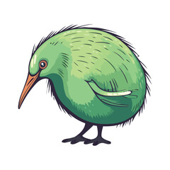 Cheerful kiwi bird, mascot green color