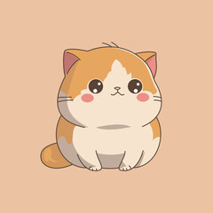 A cute kitten illustration. Sticker design. Cartoon style