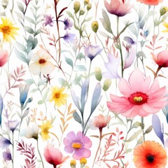 Fototapeta na wymiar seamless watercolor floral background