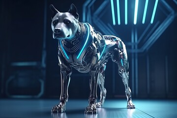 A digital dog from artificial intelligence represents future technology, medical care and big data, etc.