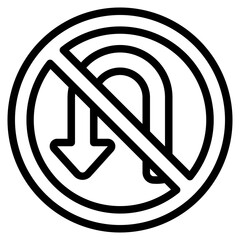 U turn icon in line style, use for website mobile app presentation
