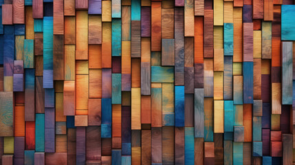 Abstract colorful wood texture Stained wood wall background. AI generation