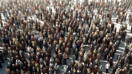 Obraz premium crowd of people top view. Generative Ai. 