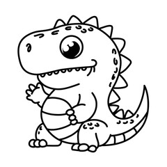 Cute cartoon baby dinosaur. Funny little character drawing, isolated vector illustration.