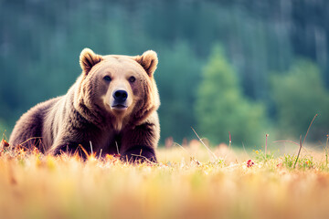 brown bear in the forest  created using AI Generative Technology