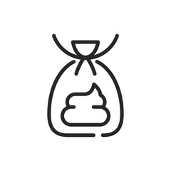 Cleaning Dog Waste Icon. Vector Outline Editable Sign of Responsibility of Pet Owners to Keep Streets Clean. Poop Cleanup or feces removal Illustration.