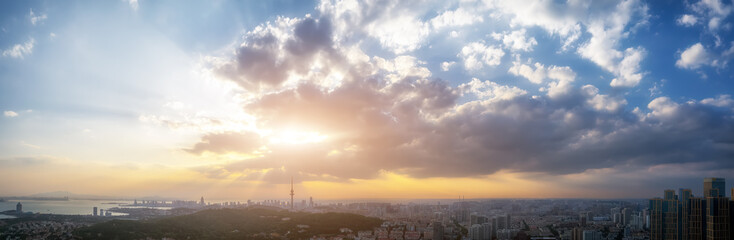 Naklejka premium Aerial photo of Qingdao panoramic large frame..