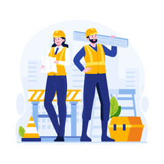 Men and women in construction projects