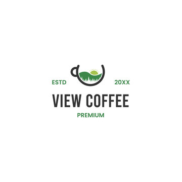 view coffee logo, panorama coffee logo, forest coffee logo design good for your cafe business