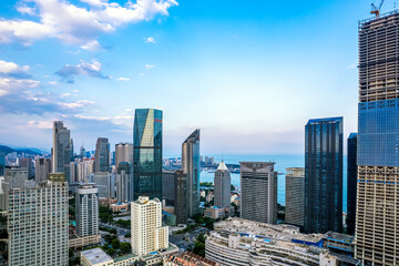 Fototapeta na wymiar Aerial photography of modern architecture along the urban coastline of Qingdao