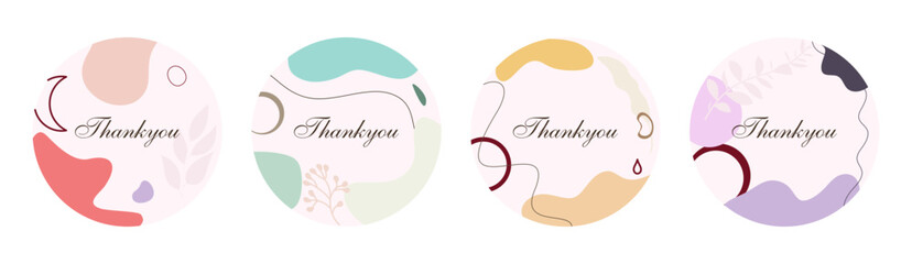 Thank you, vector cards set of lettering