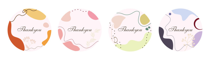 Thank you, vector cards set of lettering