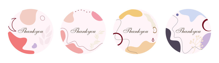 Thank you, vector cards set of lettering