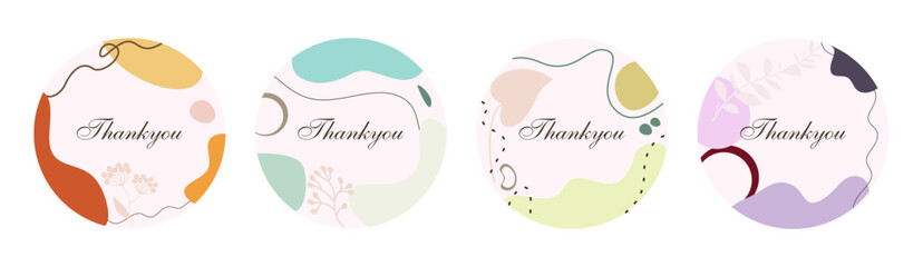 Thank you, vector cards set of lettering