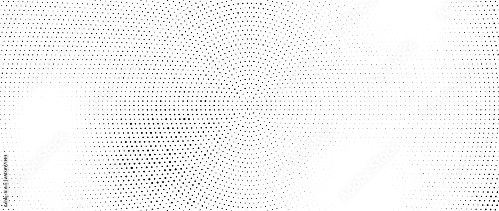 Poster radial halftone dots. spotted and dotted stains gradient background. concentric comic texture with f