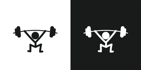 Weightlifting icon pictogram vector design. Stick figure man weightlifter lifting the barbells vector icon sign symbol pictogram