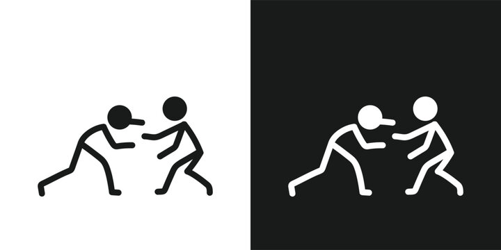 Wrestling icon pictogram vector design. Stick figure men wrestlers icon, wrestling vector icon sign symbol pictogram