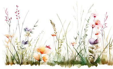 Obraz na płótnie Canvas Flowers and weeds watercolor png