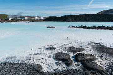 Geothermal pools on a sunny day at the Blue Lagoon, Iceland
