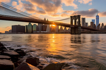 Fototapeta premium New York City skyline panorama at sunset