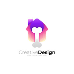 Animal house logo, dog kennel icon, Pet logos, 3d colorful