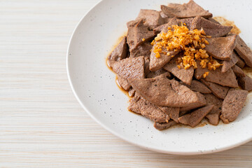 homemade stir-fried pork liver with garlic