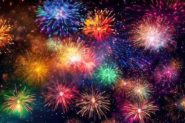 Gorgeous fireworks in the night sky. Free photo