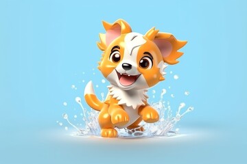 A cute dog anime cartoon style