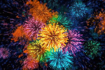 Gorgeous fireworks in the night sky. Free photo - obrazy, fototapety, plakaty