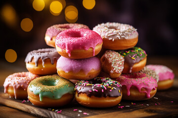 donuts with icing sugar - obrazy, fototapety, plakaty