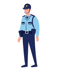 One person, a policeman, standing in uniform