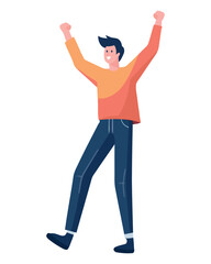 Guy jumps for joy, celebrating success