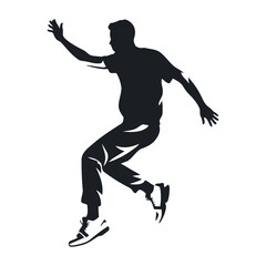 Fototapeta na wymiar Muscular athlete jumps to victory, silhouette