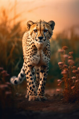 Portrait of a cheetah in the african savannah