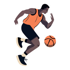 basketball player dribbling ball with speed