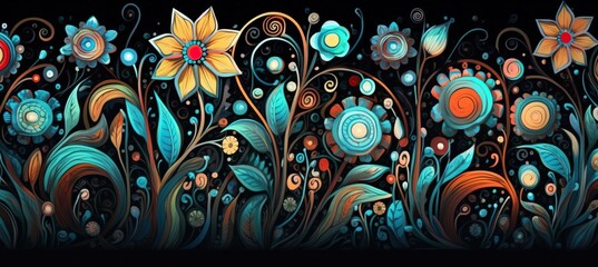 Naklejka premium flowers and foliage colorful pattern spring summer background
