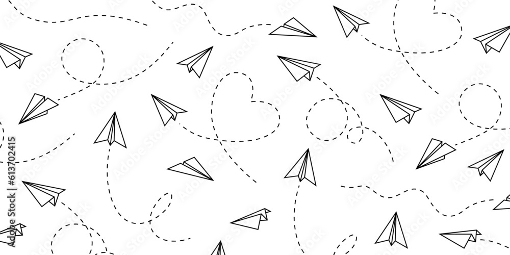 Poster Abstract paper airplane with stroke pattern background