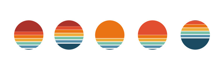 Set of round sunset badge design