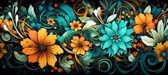flowers and foliage colorful pattern spring summer background