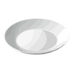 Empty plate on saucer, reflection of diner